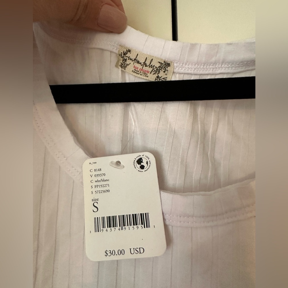 Free People White Ribbed Tank Top - Picture 2 of 6